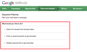 Keyword Planner Tool